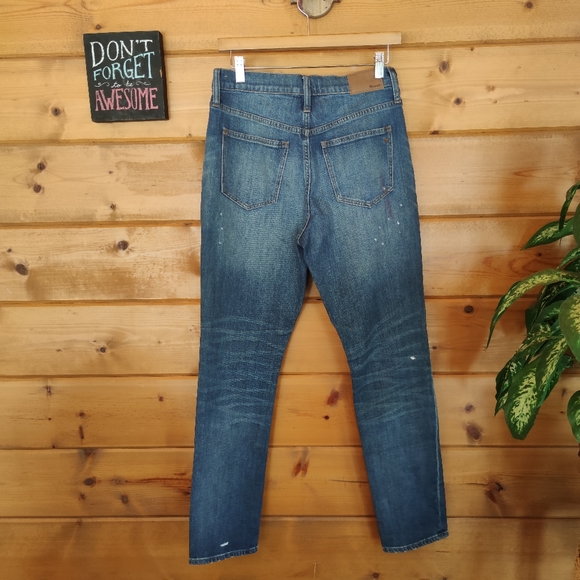 Madewell 💜 High Rise Slim Boyfriend Jeans Boyjean Paint Spatter Whisker 26 X30" - Picture 6 of 12